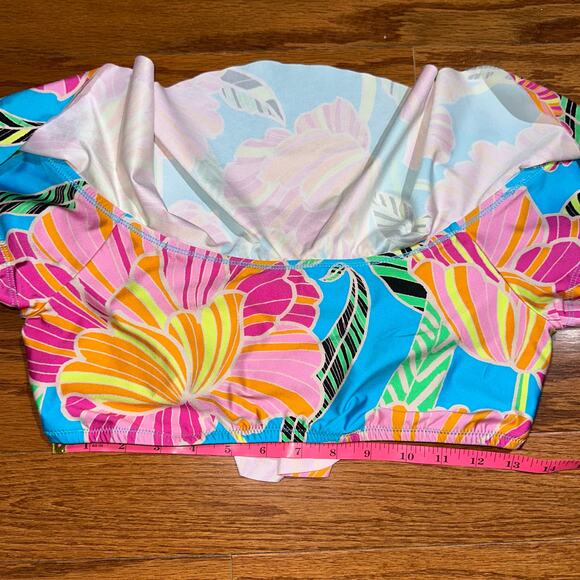 Trina Turk Poppy Floral Ruffled Bandeau Bikini Top Size 8 - Picture 11 of 12